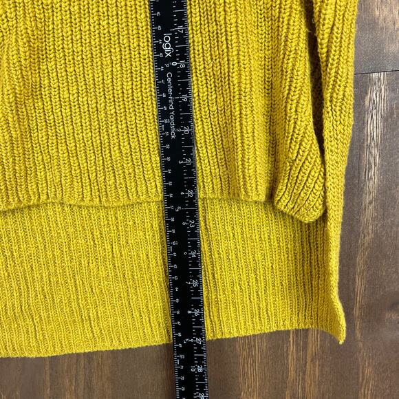 Express Womens Sweater Mustard Yellow Knit Crossback Long Sleeve Stretch M - Picture 7 of 13